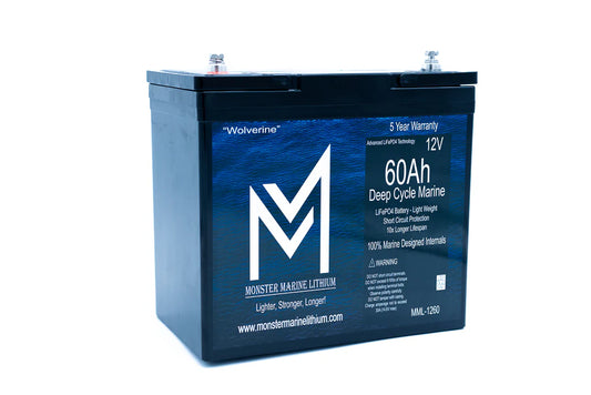 12v 60Ah Deep Cycle Lithium Marine Battery "Wolverine"