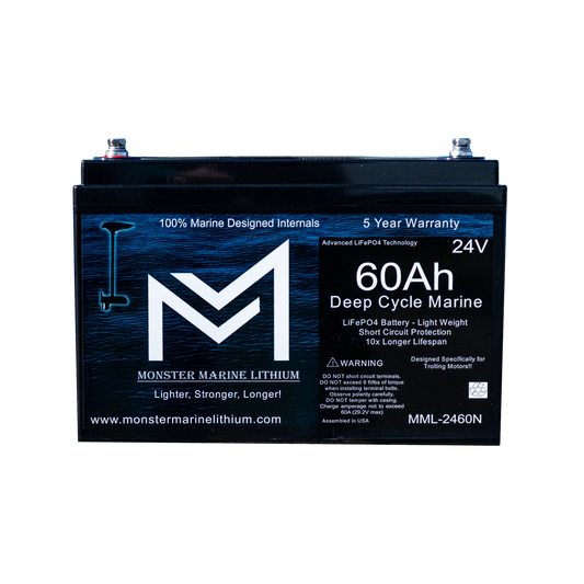 24V 60Ah Lithium Bluetooth Deep Cycle Marine Trolling Battery