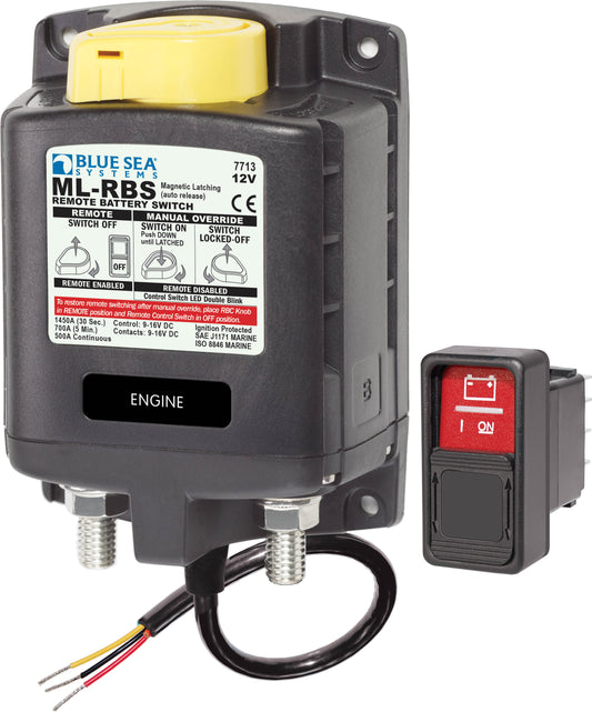 Blue Sea ML-RBS 12vDC 500A Remote Battery Switch With Manual Control Auto Release