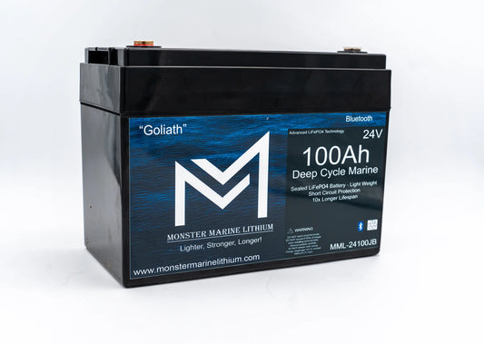 24V 100Ah Lithium Bluetooth Marine Trolling Battery "Goliath"